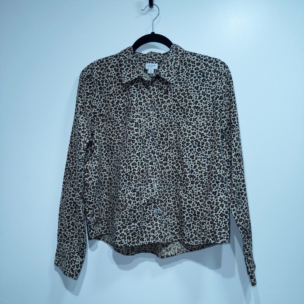 New J.‎ Crew Cashew Rustic Canoe Leopard Modern Button-Up Shirt Medium